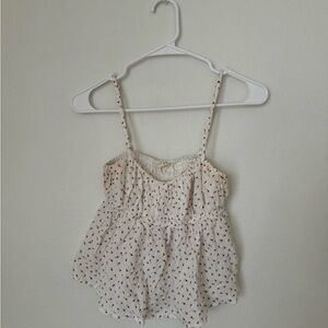 PacSun White and Red Floral Top